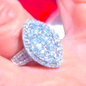 💎 Elegant 1 Carat 10k White Gold Women's Baguette & Round Diamond Ring size 6 💍